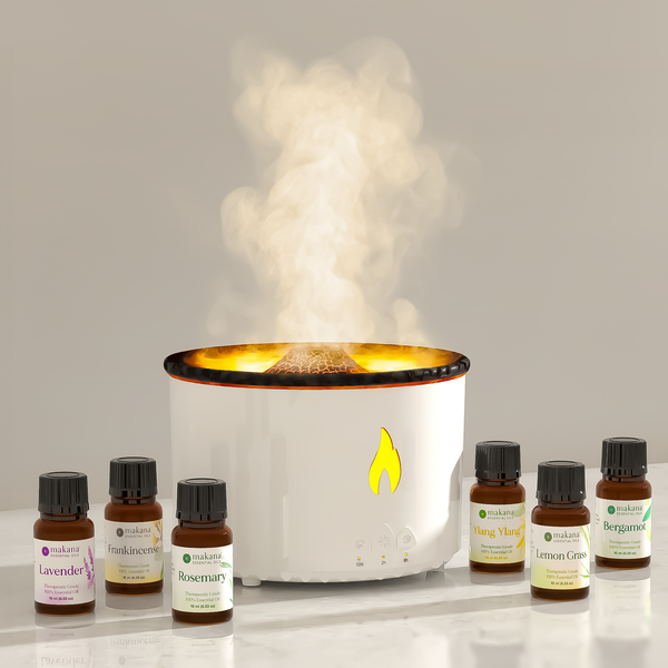 Makana Volcano Diffuser & Sampler Set of Six Hand-Picked Essential