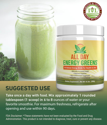 Load image into Gallery viewer, IVL - All Day Energy Greens - Hi-Octane Energy Drink For Healthy Lifestyle With Great Taste (Original, 1 Can)